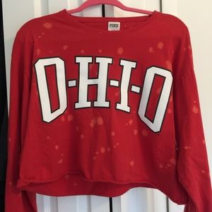 PINK Ohio State cropped long sleeve T-shirt